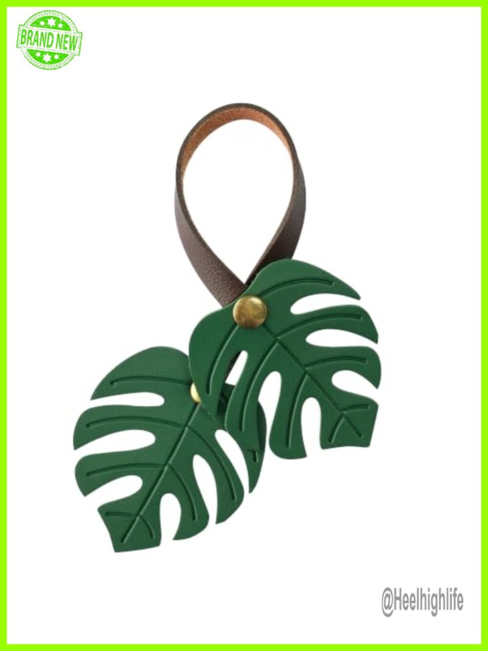 Monstera Leaf Bag Charm Keychain Faux Leather PU Purse Accessory